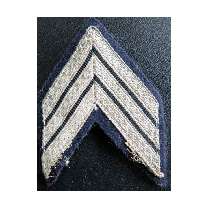 Galon de Sergent Chef PDL argenté sur tissu bleu noir