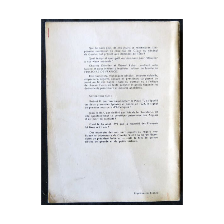 Rois Empereurs et présidents de la France de Charles Kunstler aux Editions Hachette