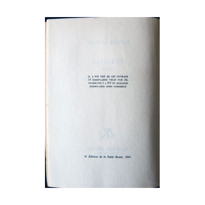Mauriac sous De Gaulle de Jacques Laurent aux Editions La Table Ronde