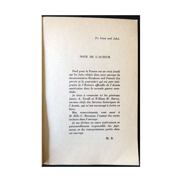 Duel pour la France 1944 de Martin Blumenson aux Editions Editions Denoël