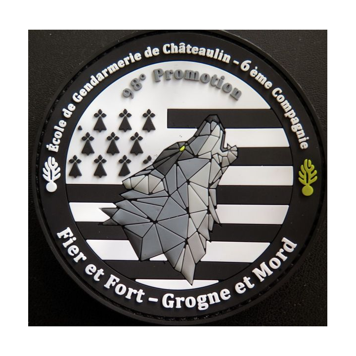 TISSU : insigne tissu de l'école de la Gendarmerie 6° Cie 98° promotion Châteaulin sur scratch