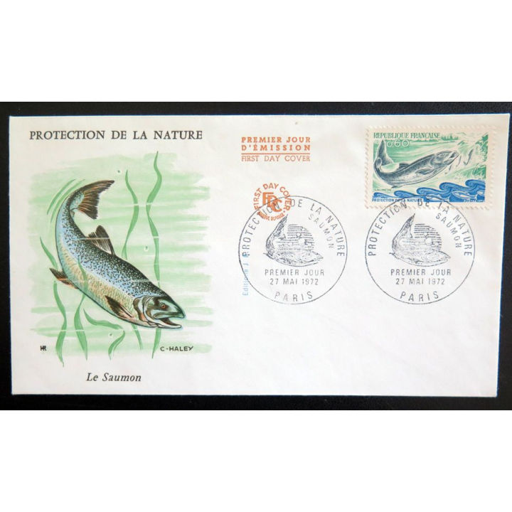 Enveloppe 1° Jour 27 Mai 1972 Protection de la Nature le Saumon