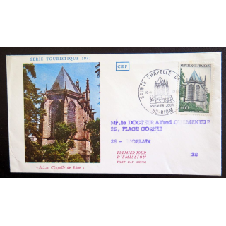 Enveloppe 1° Jour 19 Juin 1971 Riom Série touristique Sainte Chapelle de Riom