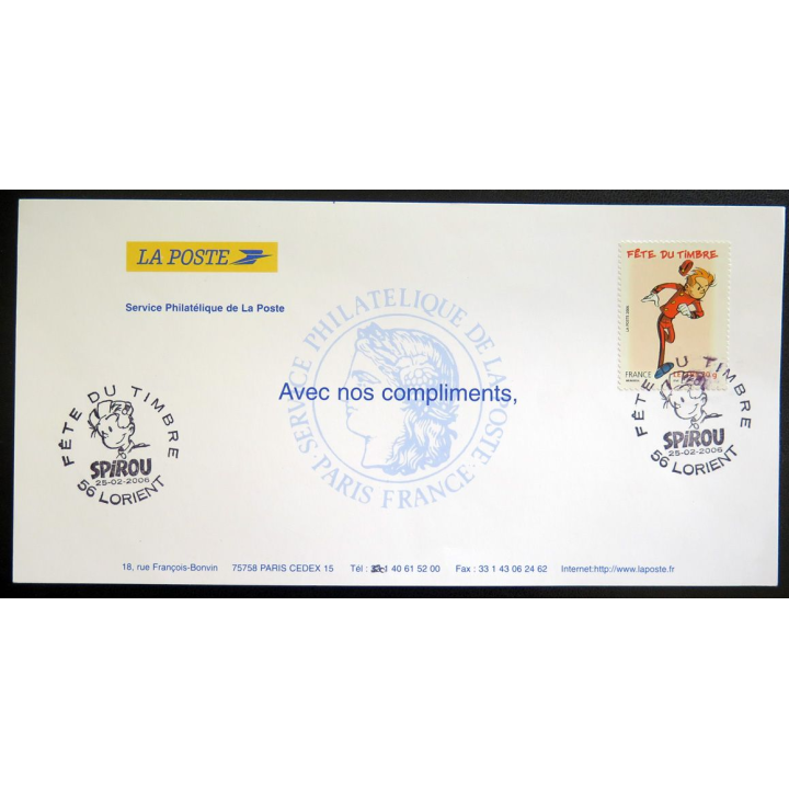 Carte de la Fête du timbre du 25 février 2006 à Lorient sur Spirou