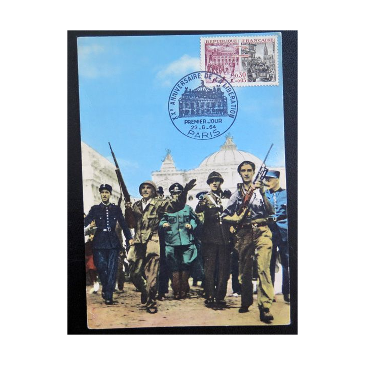 Carte de Premier jour 22 Août 1964 Paris XX° anniversaire de la Libération