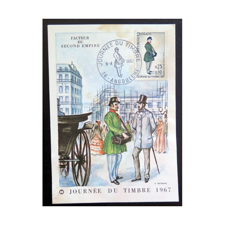 Carte 1° Jour 8 Avril 1967 Angoulème pour la journée du timbre