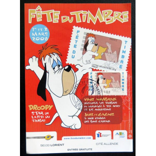 Carte 1° Jour de la fête du timbre 1°  et 2 mars 2008 à Lorient timbre Droopy