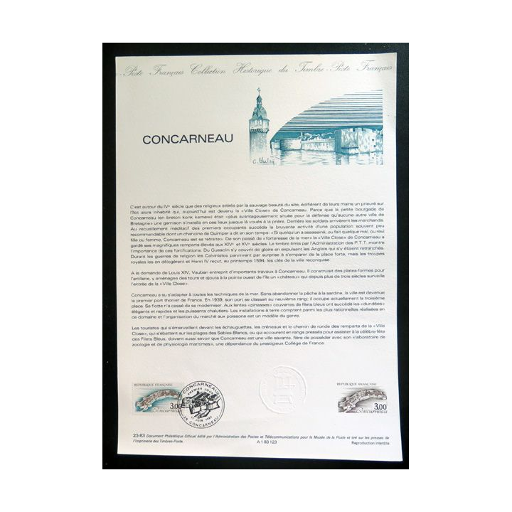 Document philatéliques officiels la poste Concarneau