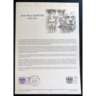 Document philatélique officiel la poste Jean-paul Sartre 1905-1980
