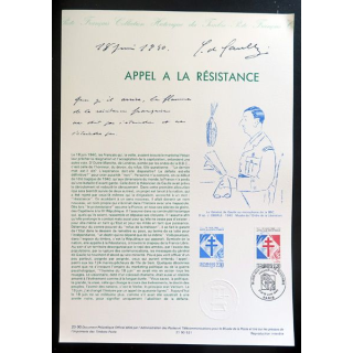 Document philatélique officiel la poste Appel à la Résistance 18 juin 1940