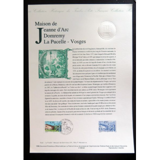 Document philatélique officiel la poste Maison de Jeanne d'Arc Domremy La pucelle Vosges
