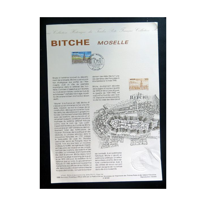 Document philatélique officiel la poste Bitche Moselle