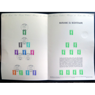 Document philatélique officiel la poste 6 planches de la Marianne du Bicentenaire 