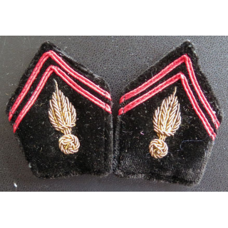 GENIE : paire de soutache (insigne de col) du génie en cannetille