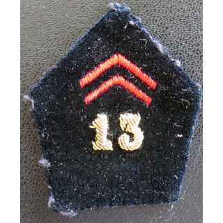 13° RG : soutache (insigne de col) du 13° Régiment du génie en cannetille