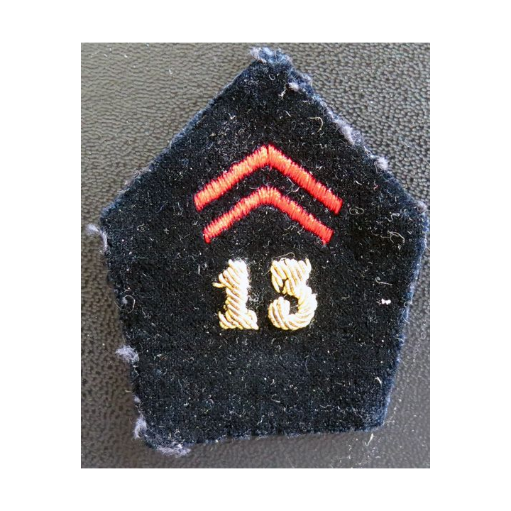 13° RG : soutache (insigne de col) du 13° Régiment du génie en cannetille