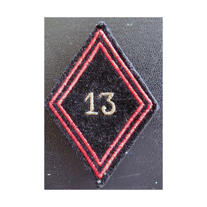 LOSANGE DE BRAS MODÈLE 45 : 13° RG régiment du génie cadre sur crochets