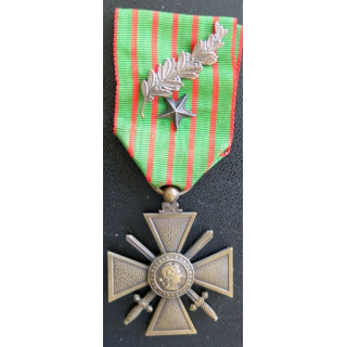FRANCE : Croix de guerre 1914-1918 avec deux citations ( 1 palme et 1 étoile de bronze)