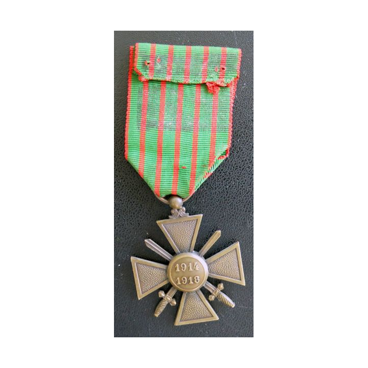 FRANCE : Croix de guerre 1914-1918 avec deux citations ( 1 palme et 1 étoile de bronze)