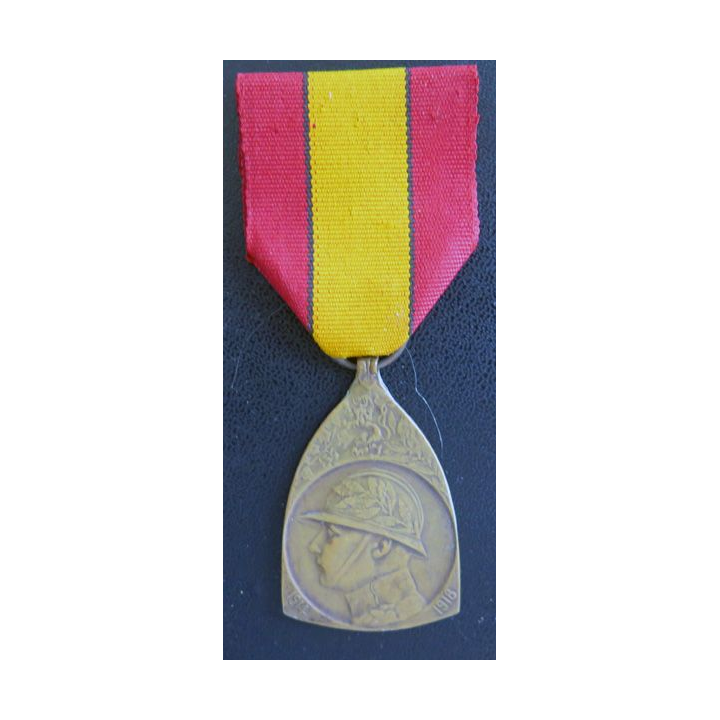 BELGIQUE : médaille commémorative de la 1° guerre mondiale 1914-1918 en bronze (L290)