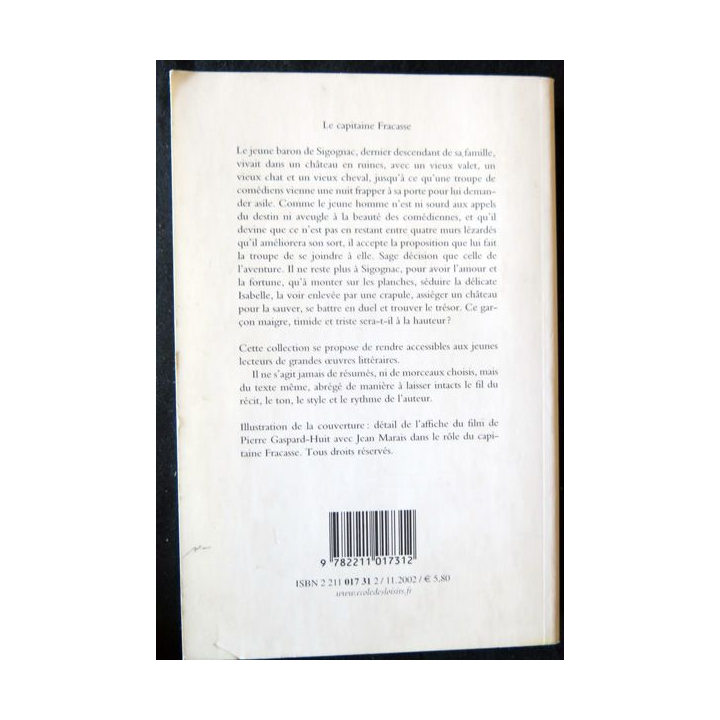 Le Capitaine Fracasse Classiques abrégés de Théophile Gautier aux Editions L'Ecole de Loisirs