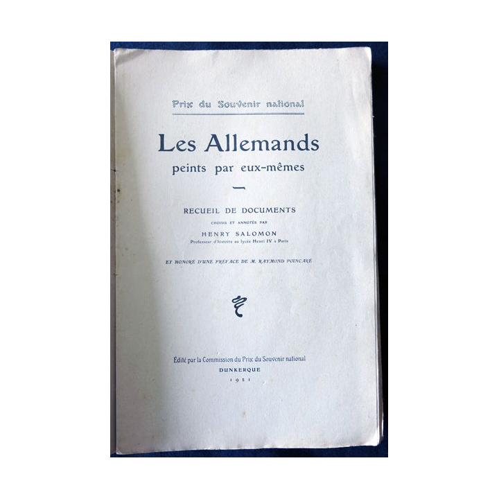 Les allemands peint par eux-mêmes de Henry Salomon édité par la commission du prix du souvenir Dunkerque (1921)