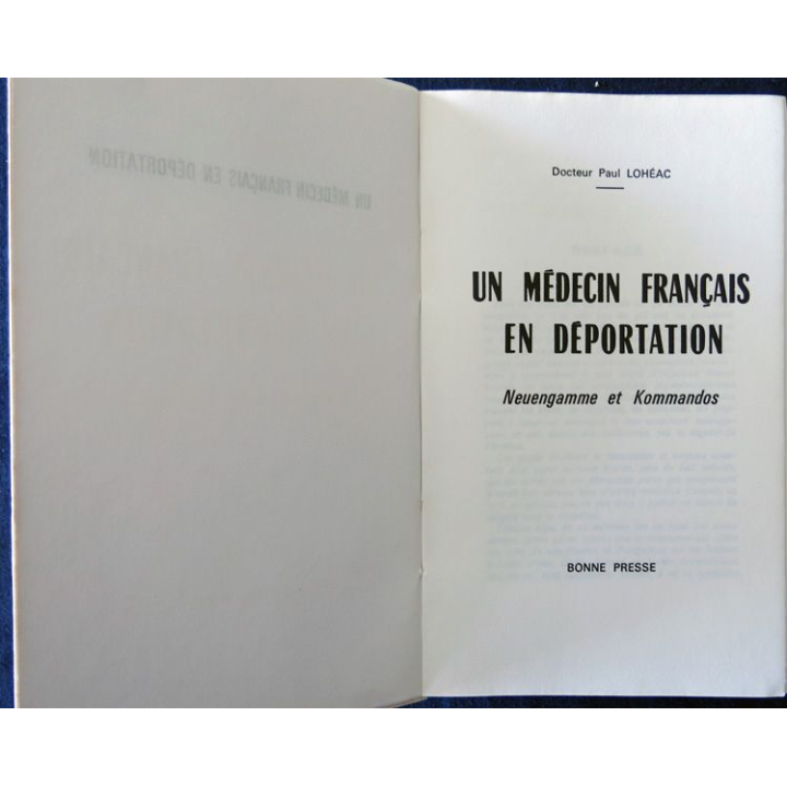 Un médecin français en déportation du Dr Paul Lohéac aux Editions Bonne Presse