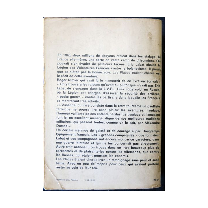 Les places étaient chères de Eric Labat aux Editions La Table Ronde