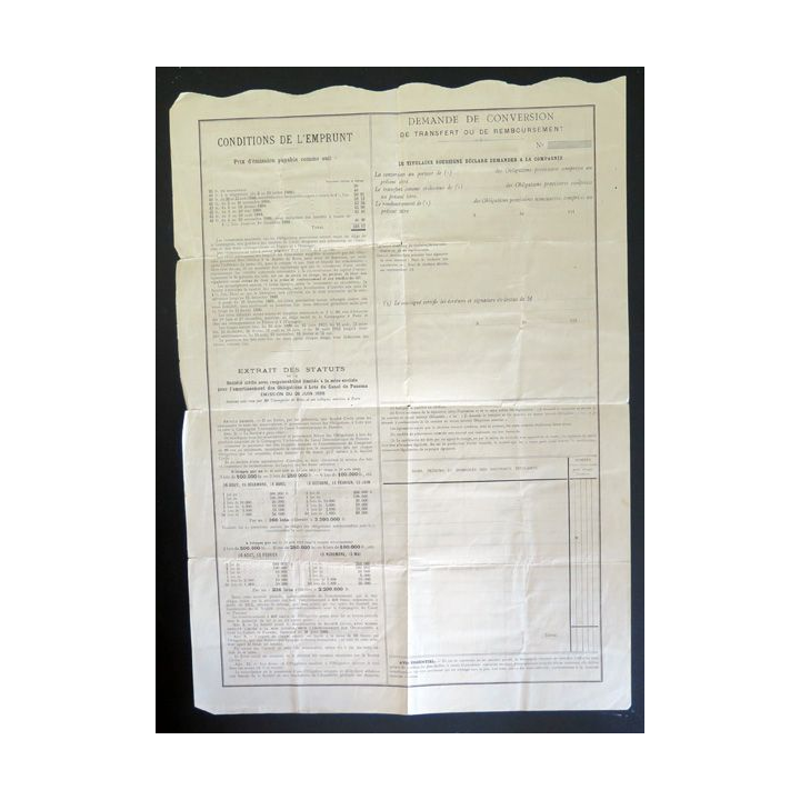 Obligation à lots provisoire nominative du Canal interocéanique de Panama n° 5293