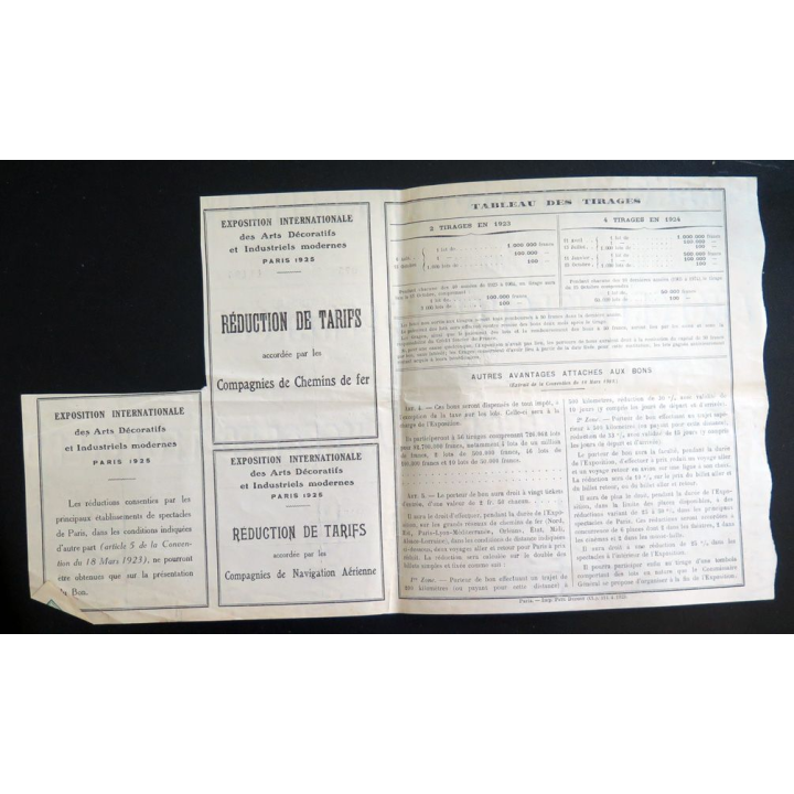 Bon à Lot de 50 francs exposition Internationale arts décoratifs et Industriels 1925 75° Série 