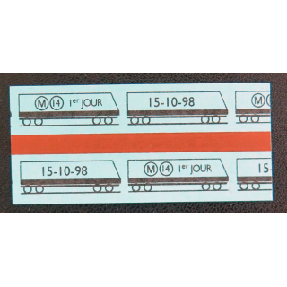 Ticket de métro 1° jour de la ligne M 14 à Paris 15-10-1998