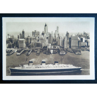 Carte Postale Le Normandie avec timbre imprimé au dos