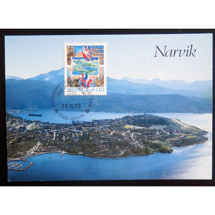 Carte 1° jour de Narvik du 09.04.90 Commémorative de la bataille du 28.05.1940 
