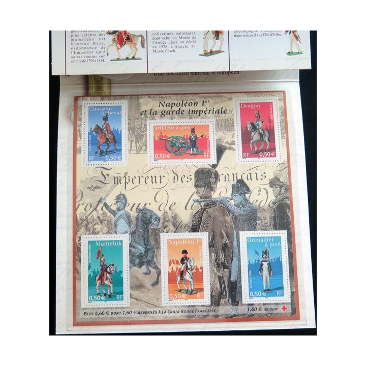 Bloc de 6 timbres de Napoléon 1° et la garde impériale 