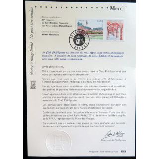 Document philatélique du 89° congrès de la Fédération Française des associations philatéliques 