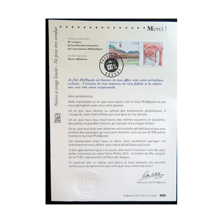 Document philatélique du 89° congrès de la Fédération Française des associations philatéliques 