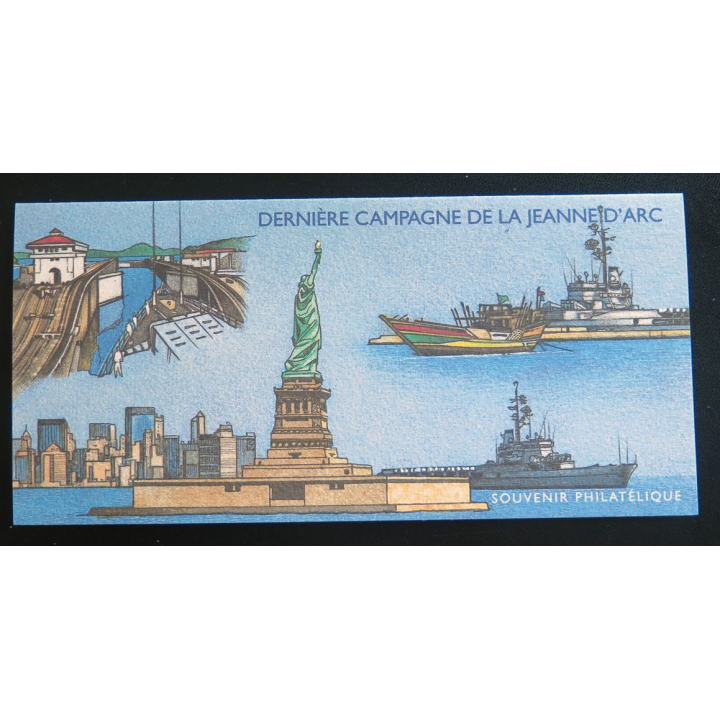 Bloc et carte de 2 timbres dernière campagne de la Jeanne d'Arc