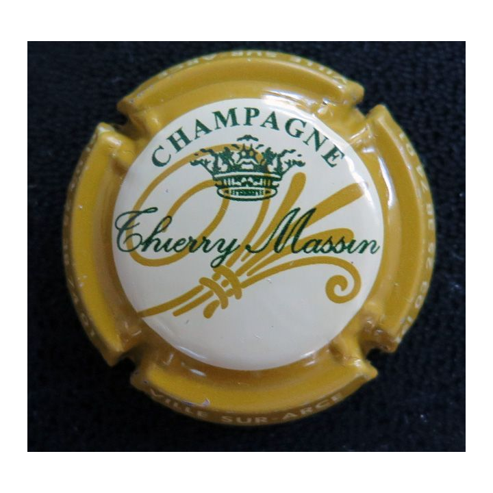 Capsule Muselet de bouteille de champagne MASSIN Thierry n° 5 contour vert olive