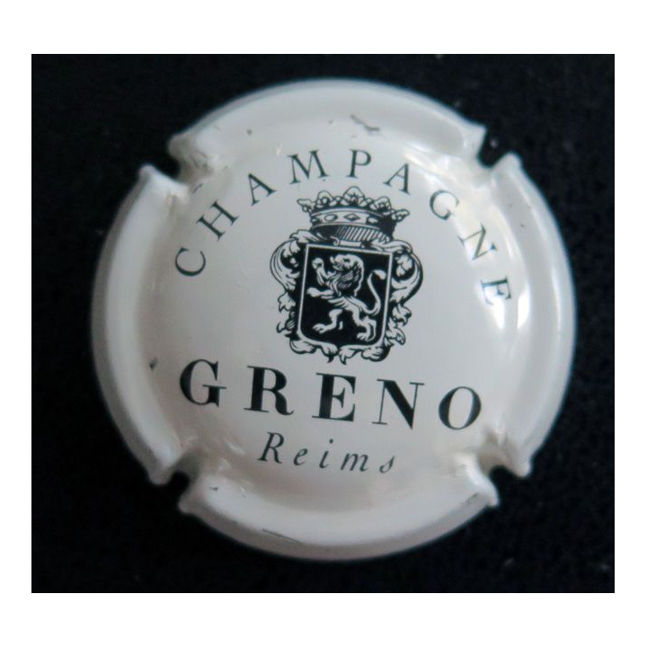 Capsule Muselet de bouteille de champagne GRENO n° 1 blanc cassé et noir 