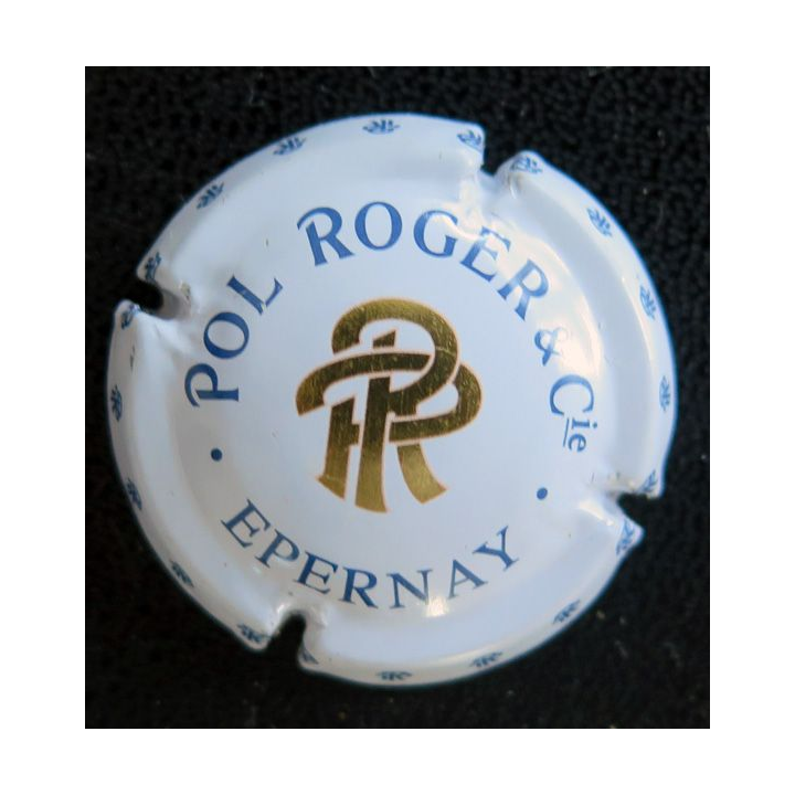 Capsule Muselet de bouteille de champagne POL ROGER n° 61aa Blanc et or cuivré grandes lettres 