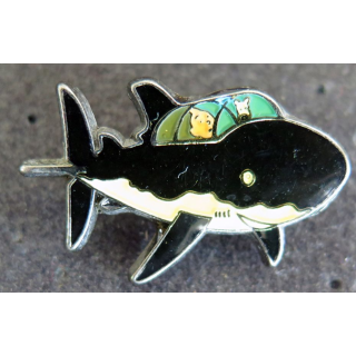 Pin's Tintin dans sous marin requin Coinderoux 3 cm
