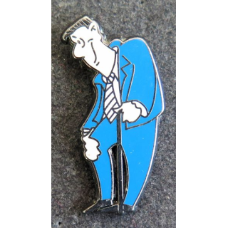Pin's BD personnage en costume bleu de hauteur 3,5 cm