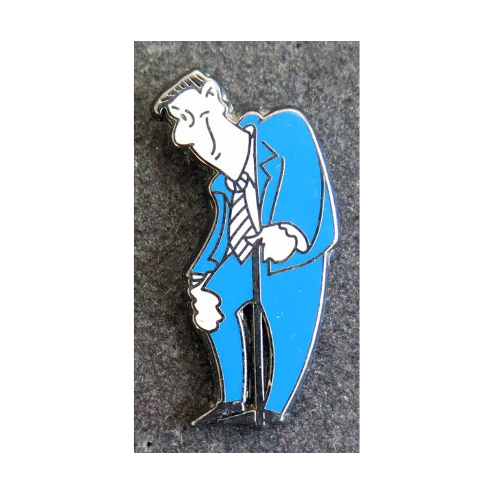 Pin's BD personnage en costume bleu de hauteur 3,5 cm