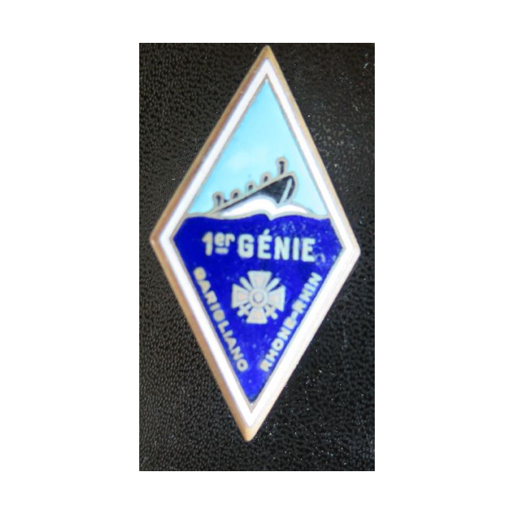 1° RG : insigne métallique du 1° régiment du génie de fabrication Drago H. 209