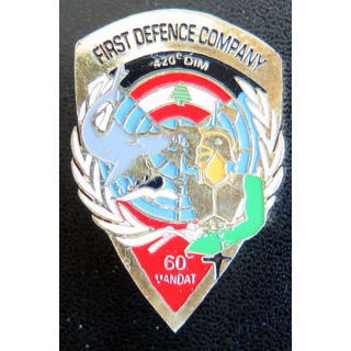 1° RG : insigne métallique de la 1° compagnie défense du 1° régiment du génie de fabrication locale numéroté n° 14