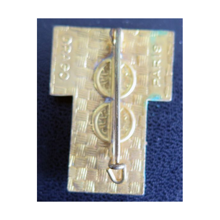 58° CIT : insigne du 58° centre d'instruction des transmissions en émail de fabrication Drago Paris attache à 2 boléros