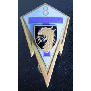 8° RT : insigne métallique du 8° régiment de transmissions en émail de fabrication Aremail