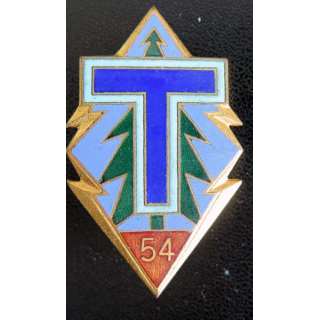 54° BT : insigne métallique du 54° bataillon de transmissions de fabrication Drago Paris en émail