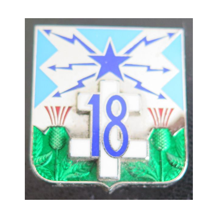 18° RT : 18° régiment de transmissions de fabrication Arthus Bertrand H. 638 en relief vert translucide
