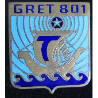 801° GRET : insigne du 801° groupe régional d’exploitation des transmissions Drago Paris G. 968 en émail